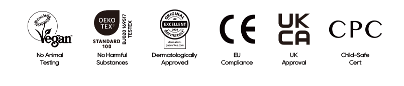 Vegan_OEKO TEX_Darmatest_CE_UKCA_CPC